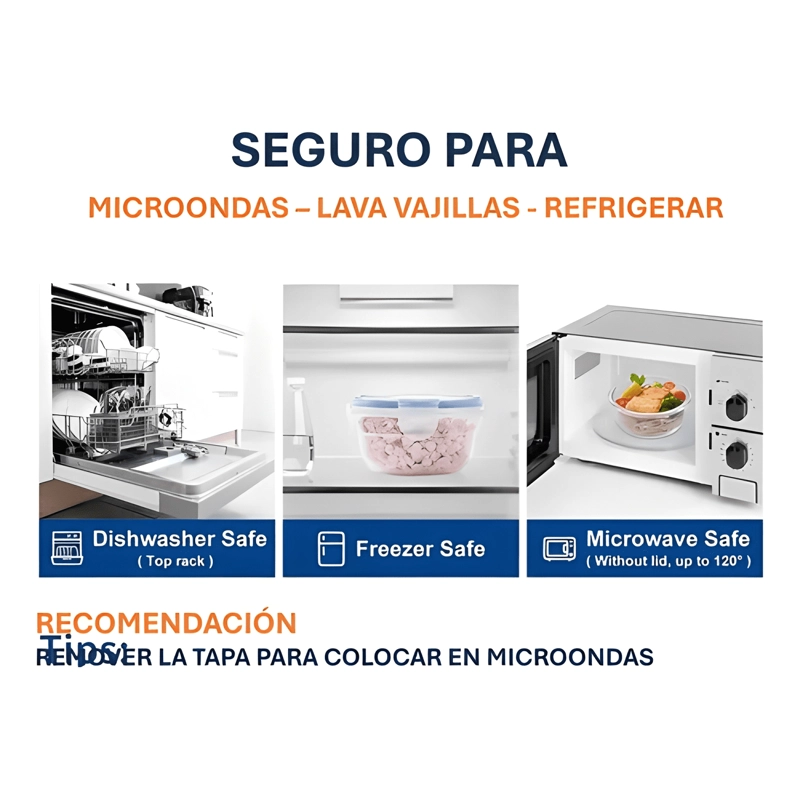 TAPER HERME TICO PLASTICO 250 ML A 2,5 L MICROONDAS 5U - 1