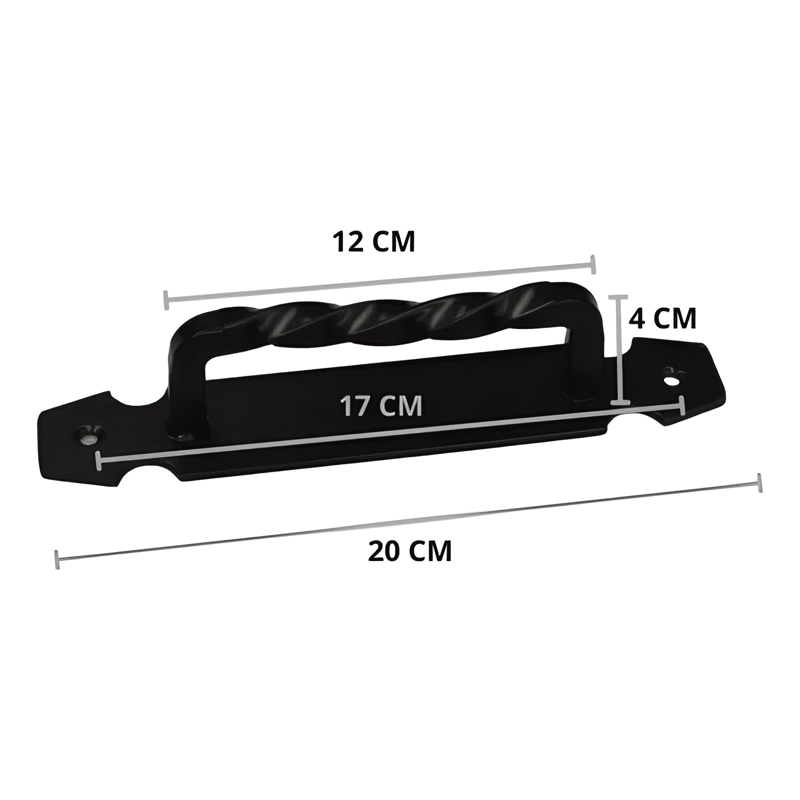 MANILLA DE ACERO MATE CON BASE 20 CM, NEGRA - 1