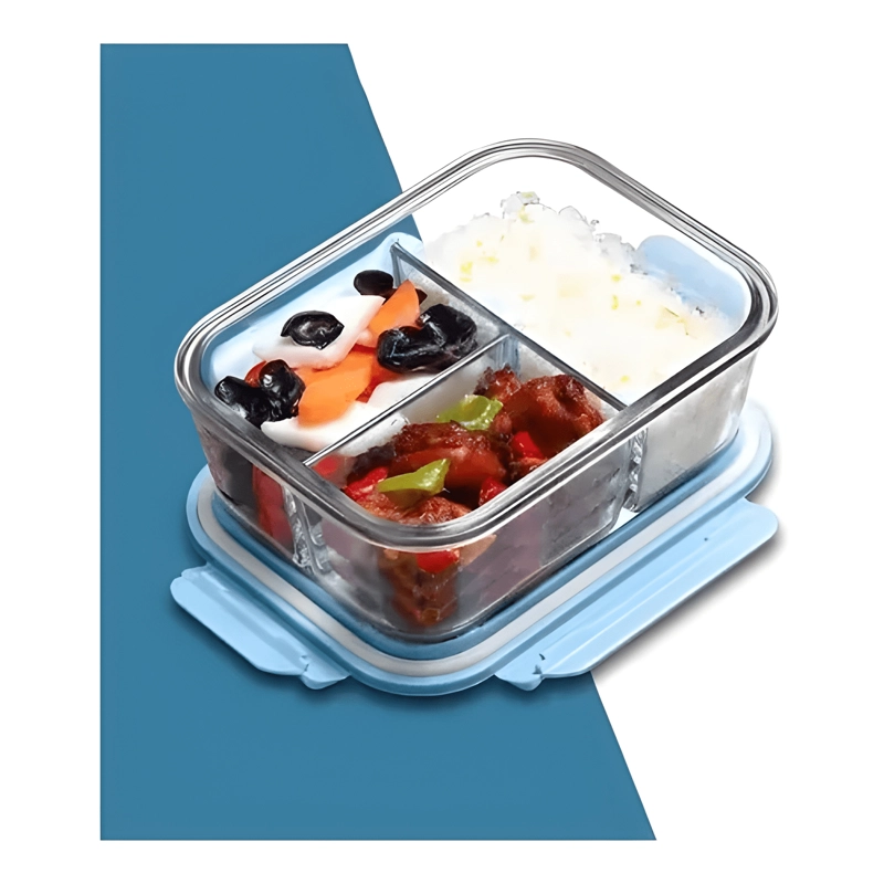 TUPPER HERME TICO DE VIDRIO 3 DIVISIONES PARA COMIDA #25 - 3