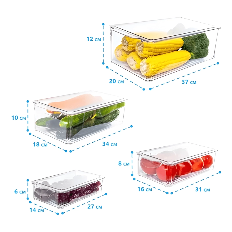ORGANIZADOR REFRIGERADOR SET 4 L CONTENEDORES CON TAPA - 1