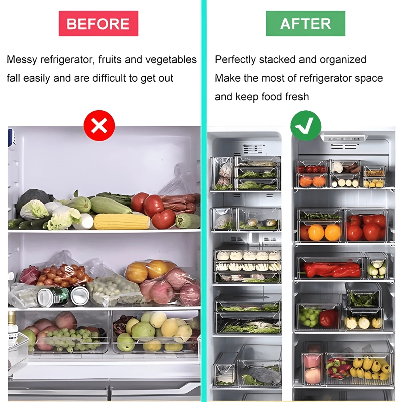 ORGANIZADOR REFRIGERADOR SET 4 L CONTENEDORES CON TAPA - 2