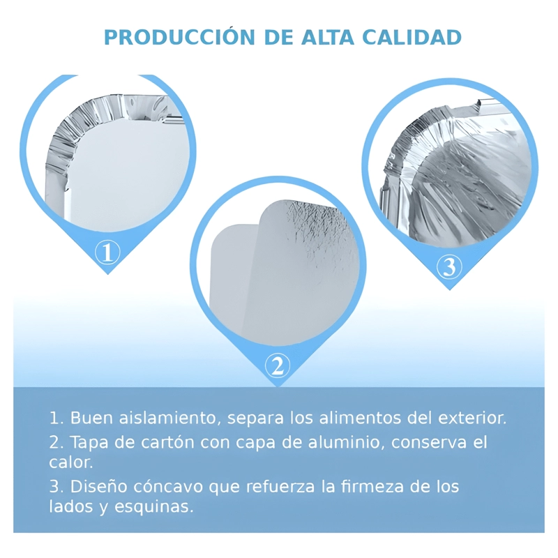 CONTENEDOR ENVASE ALUMINIO C40 TAPA DE CARTON 20U, PLATEADO - 1