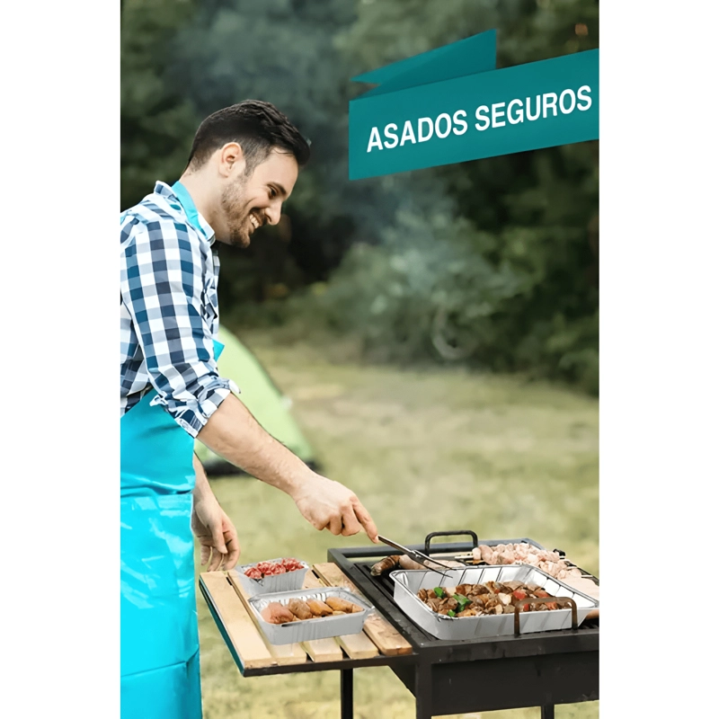 CONTENEDOR ENVASE ALUMINIO C40 TAPA DE CARTON 20U, PLATEADO - 4