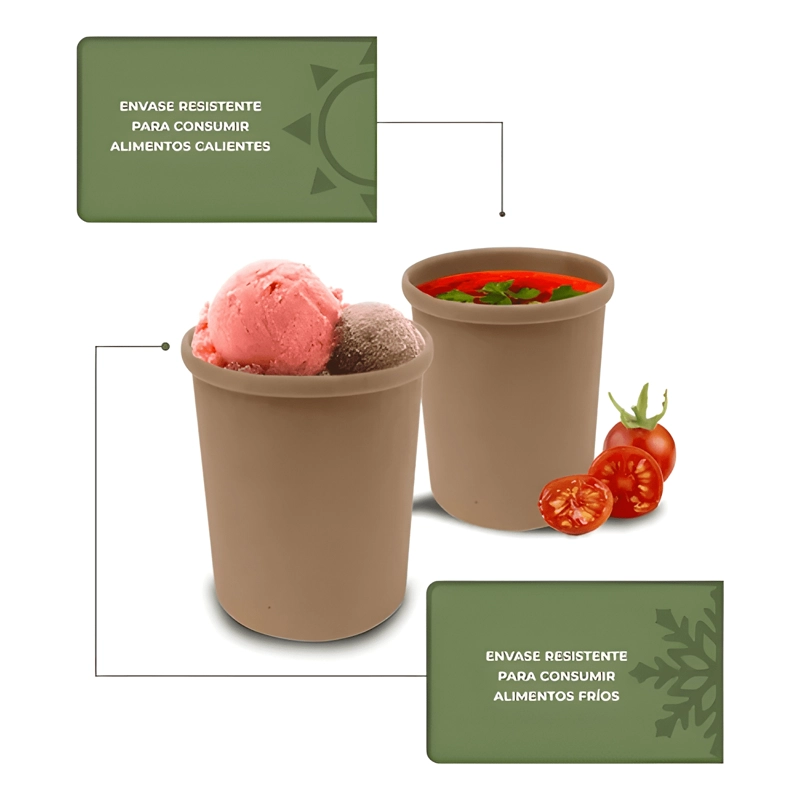 POTE CONTENEDOR KRAFT 16 OZ CON TAPA CARTON 100U - 2