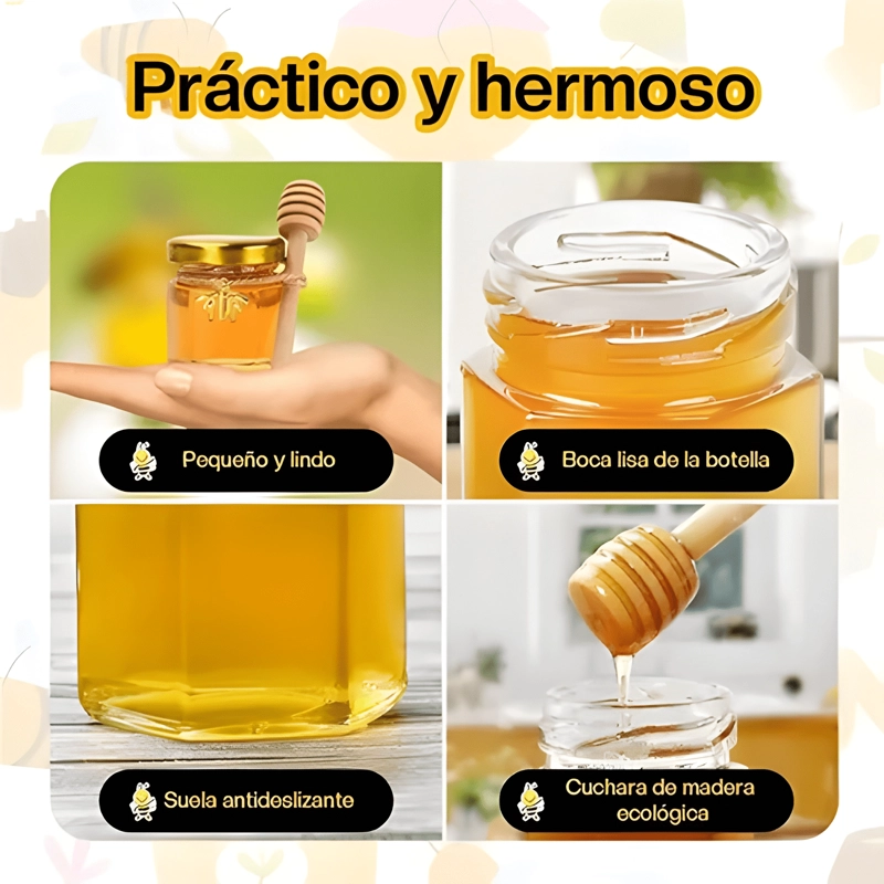 FRASCO VIDRIO MINI MIEL HEXAGONAL 45 ML CON TAPA 20U #1 - 2