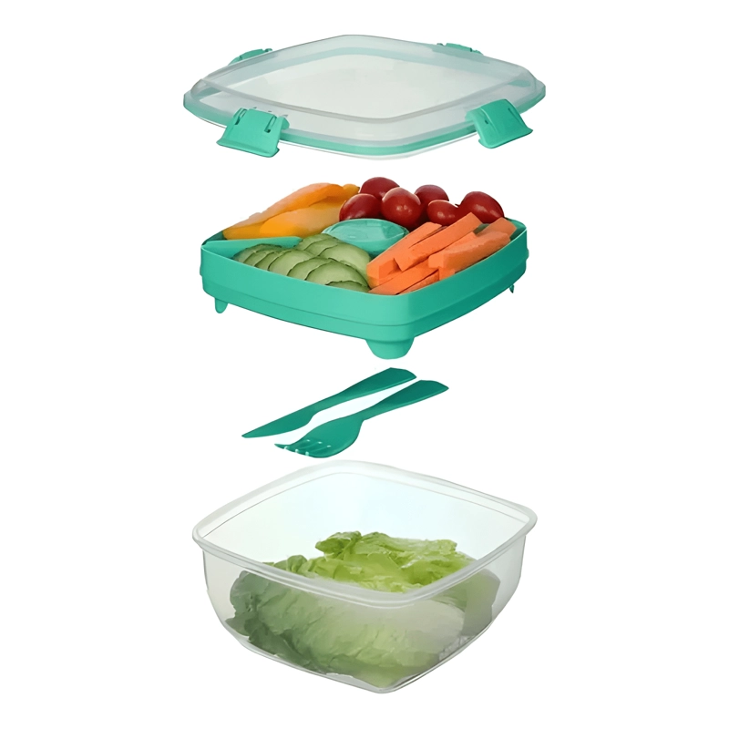 RECIPIENTE PLASTICO TO GO 1,1 L CUADRADO HERME TICO, VERDE - 1