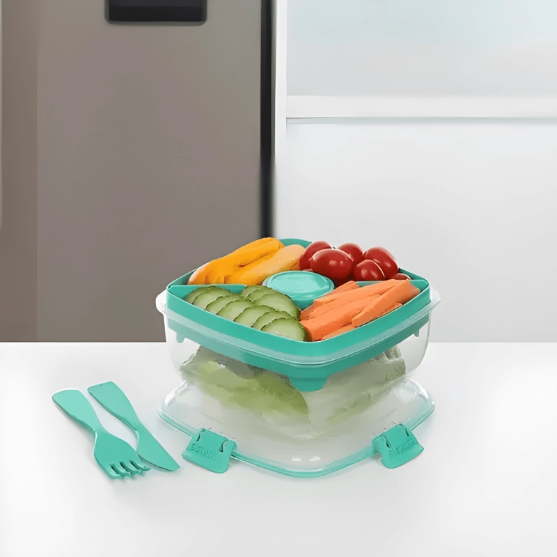 RECIPIENTE PLASTICO TO GO 1,1 L CUADRADO HERME TICO, VERDE - 2