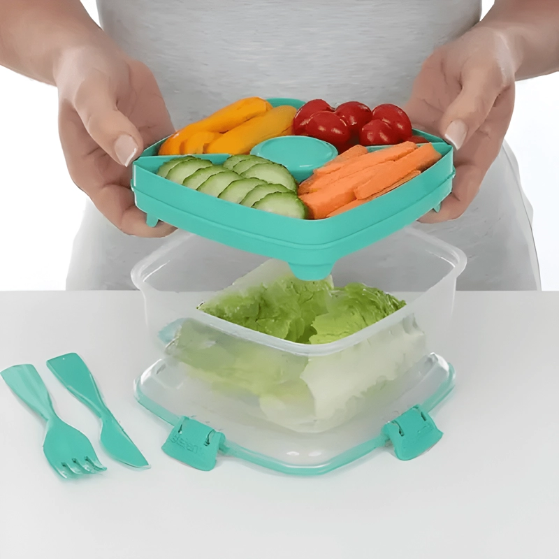 RECIPIENTE PLASTICO TO GO 1,1 L CUADRADO HERME TICO, VERDE - 3