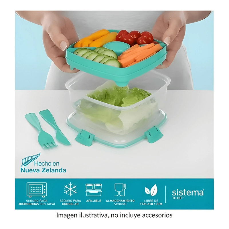 RECIPIENTE PLASTICO TO GO 1,1 L CUADRADO HERME TICO, VERDE - 4
