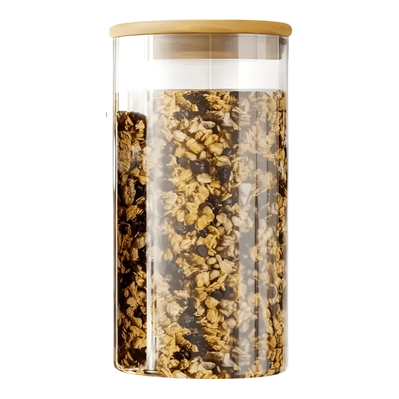 FRASCO CONSERVERO HERME TICO VIDRIO TAPA BAMBU 850 ML 3U - 2