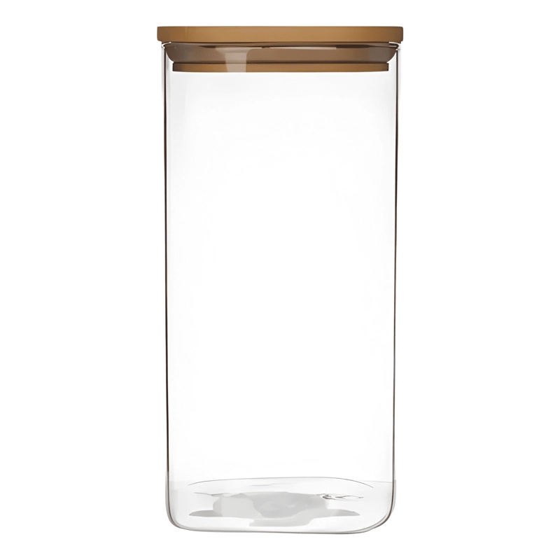 PACK 6 FRASCOS CUADRADOS 1000 ML TAPA BAMBU, TRANSPARENTE - 1