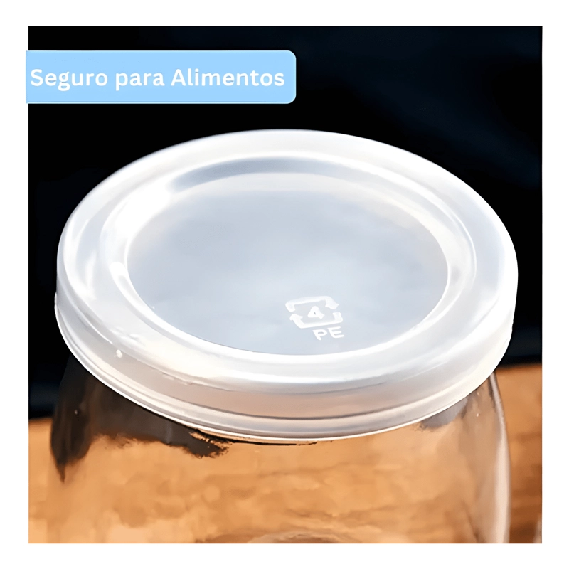PACK 6 FRASCOS VIDRIO REDONDO TAPA PLASTICA 200 ML POSTRE - 4