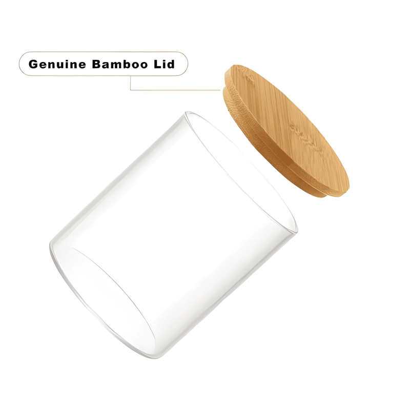 FRASCO CONSERVERO VIDRIO TAPA BAMBU 500 ML 5U, TRANSPARENTE - 1