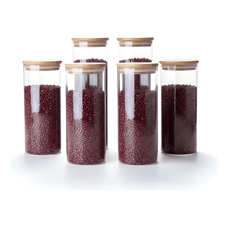 PACK 6 FRASCOS 1000 ML PARA ESPECIAS TAPA BAMBU - 1