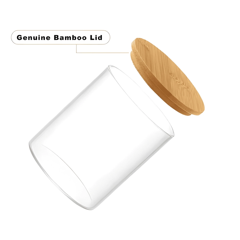 FRASCO CONSERVERO VIDRIO TAPA BAMBU 250 ML 5U, TRANSPARENTE - 1