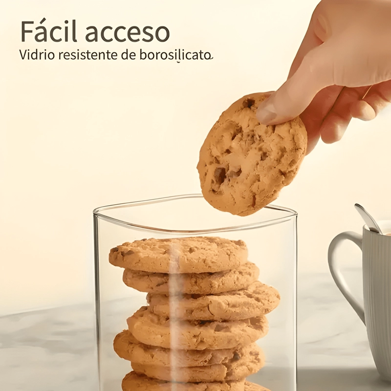 FRASCO HERME TICO CUADRADO TAPA BAMBU 6U, TRANSPARENTE - 4