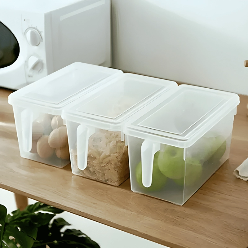 CAJA ORGANIZADORA PARA REFRIGERADOR CON MANGO, TRANSPARENTE - 3