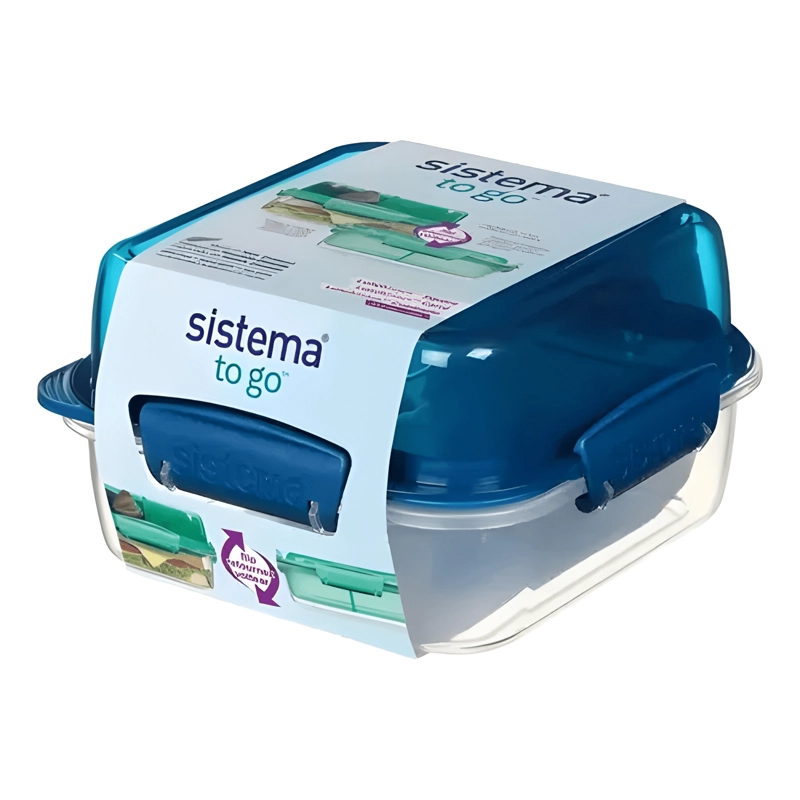 RECIPIENTE TO GO CUADRADO 1,24 L CON DIVISIONES, VERDE - 1