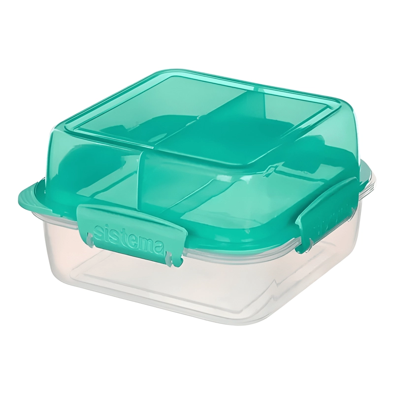RECIPIENTE TO GO CUADRADO 1,24 L CON DIVISIONES, VERDE - 2