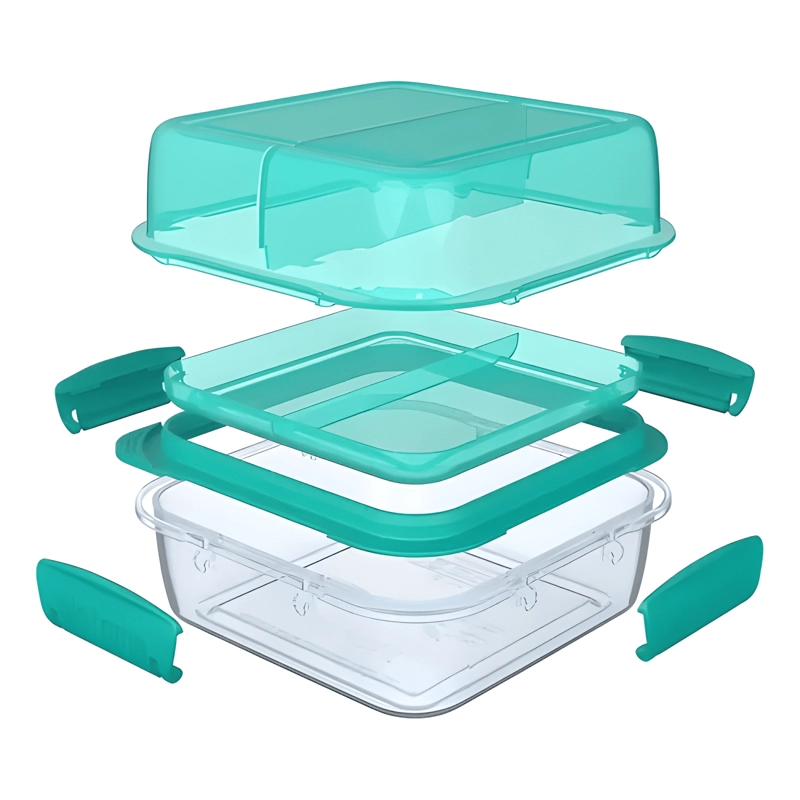 RECIPIENTE TO GO CUADRADO 1,24 L CON DIVISIONES, VERDE - 3