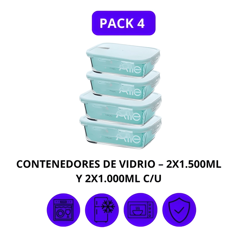 SET 4 TAPERS HERME TICOS DE VIDRIO 1000 Y 1500 ML - 2