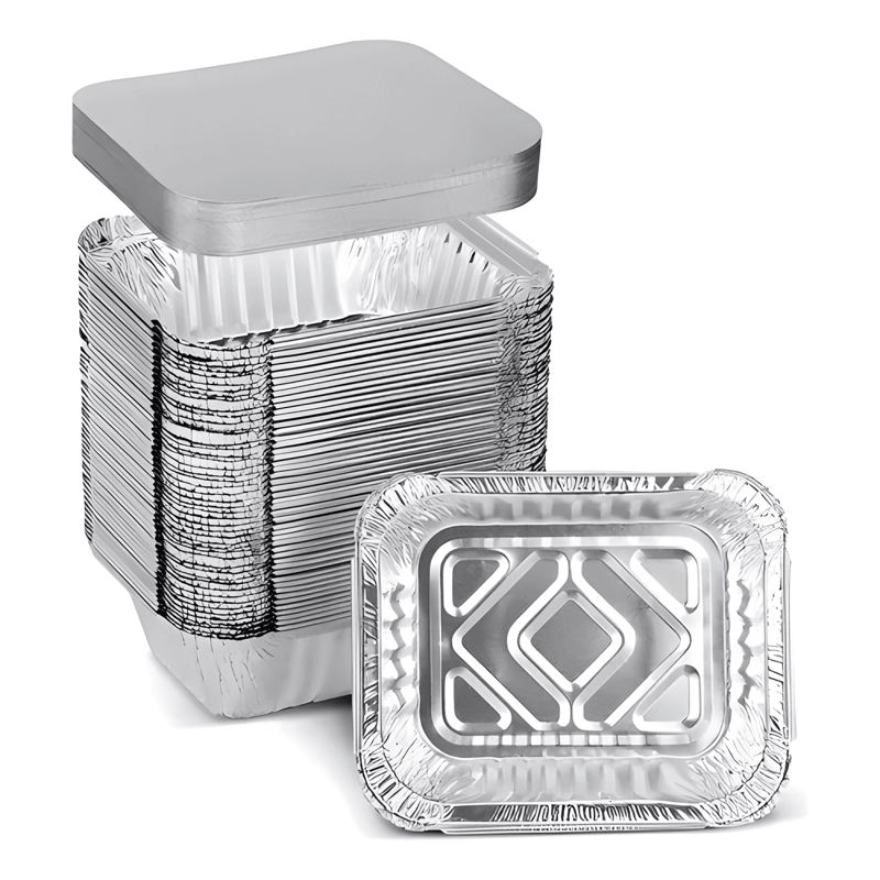 CONTENEDOR ENVASE ALUMINIO C10 CON TAPA 20U, PLATEADO - 3