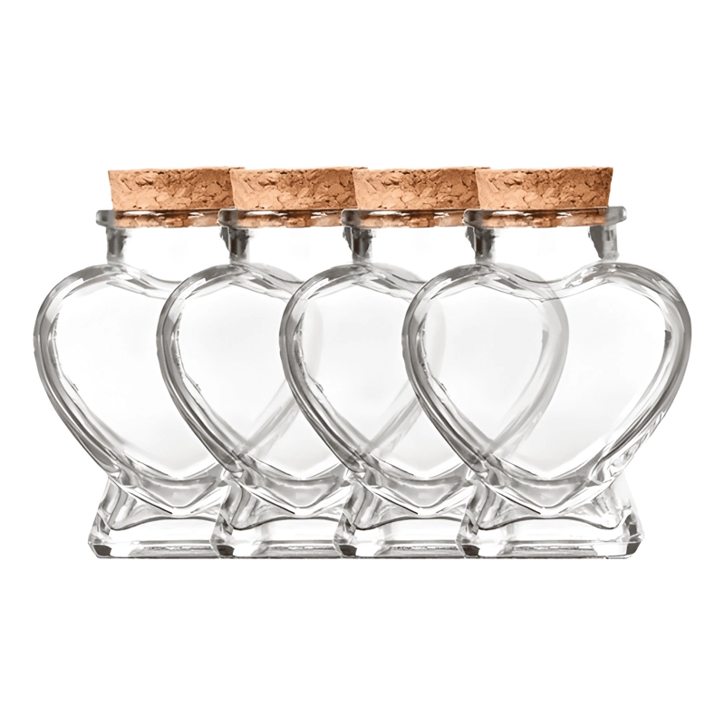 PACK 24 BOTELLA DECORATIVA CORAZON VIDRIO TAPA CORCHO 150 ML - 1