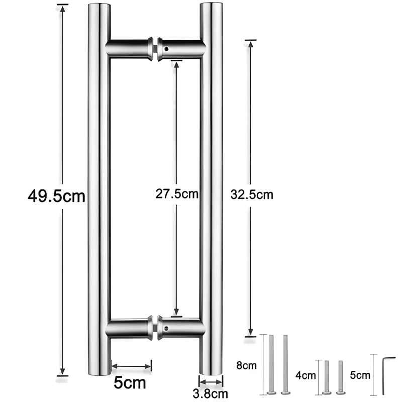 MANILLON DOBLE ACERO INOXIDABLE 50 CM PARA PUERTA MADERA #3 - 1