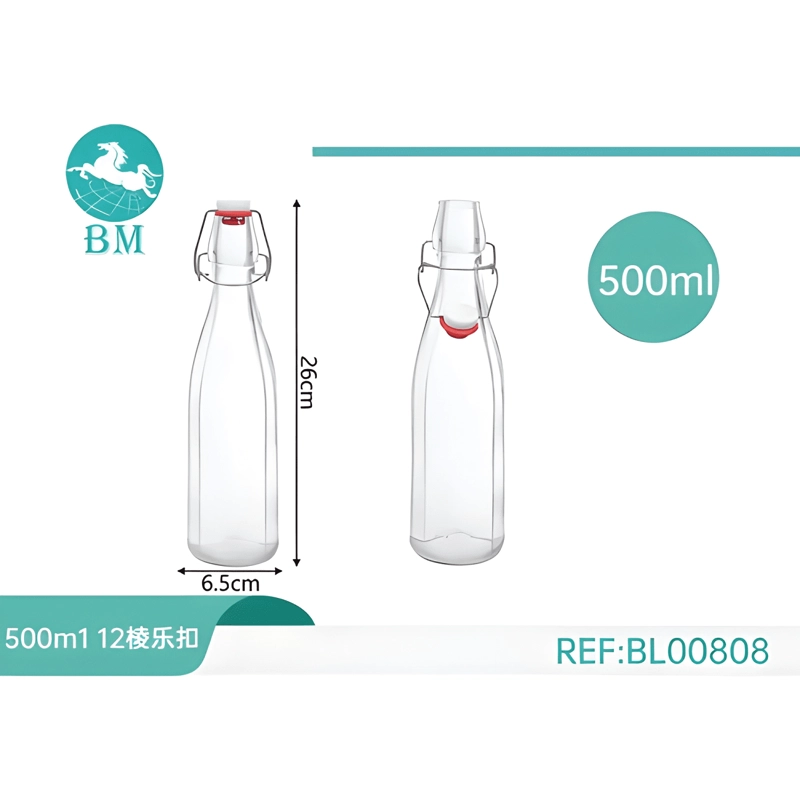PACK 6 FRASCO VIDRIO HERME TICO VINAGRA/LECHE 500 ML, BLANCO - 4