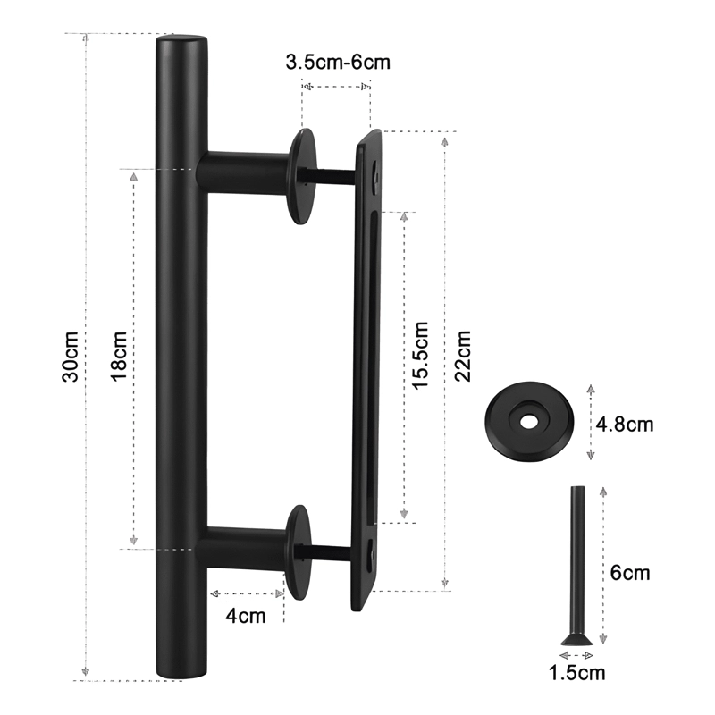 MANILLA TIRADOR 30 CM PUERTA ESTILO GRANERO, NEGRO #1 - 1