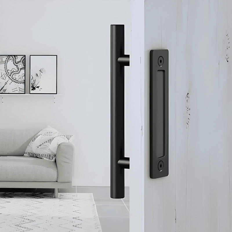 MANILLA TIRADOR 30 CM PUERTA ESTILO GRANERO, NEGRO #1 - 4