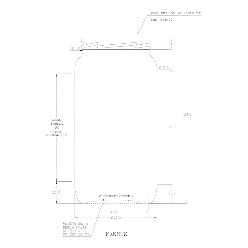 FRASCO CONSERVERO 1 L TAPA 82 MM 12U - 3