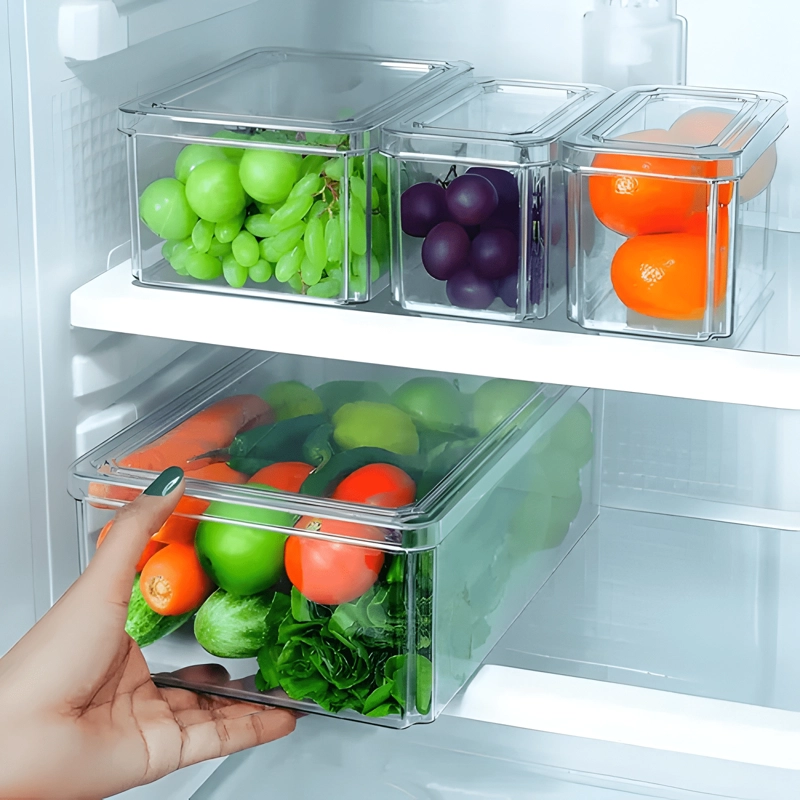 ORGANIZADOR REFRIGERADOR SET 4 CONTENEDORES CON TAPA - 2