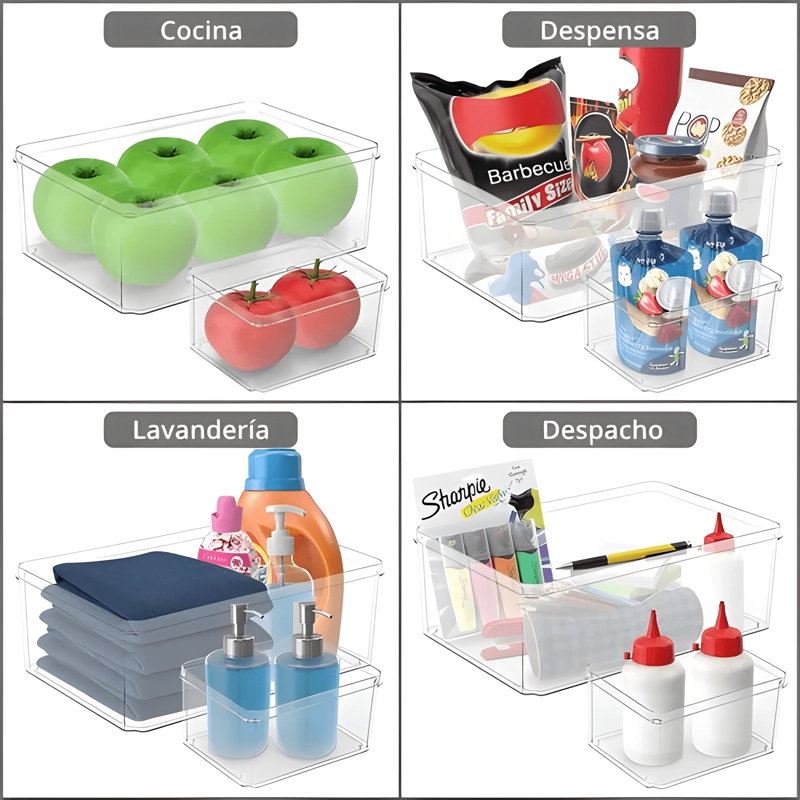 ORGANIZADOR REFRIGERADOR SET 4 CONTENEDORES CON TAPA - 4