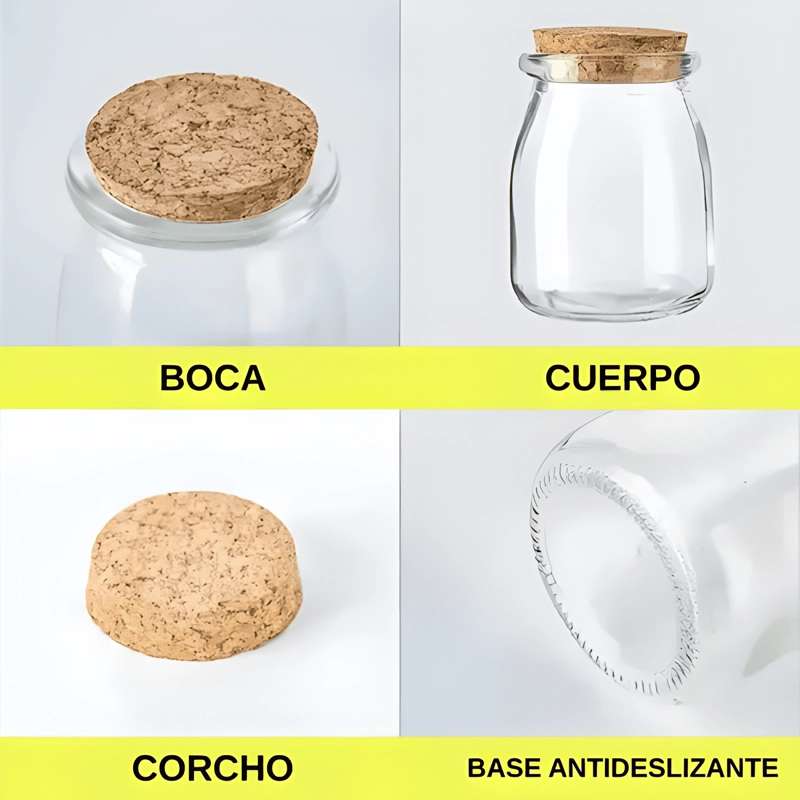 SET 12 MINI TARROS VIDRIO TAPA CORCHO 100 ML - 1