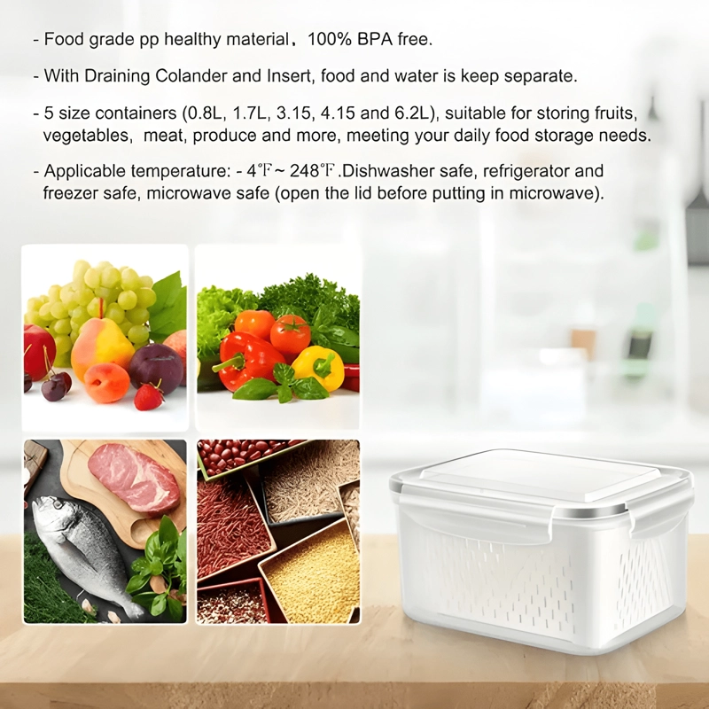 ORGANIZADOR REFRIGERADOR 5 CONTENEDORES CON TAPA, BLANCO - 4