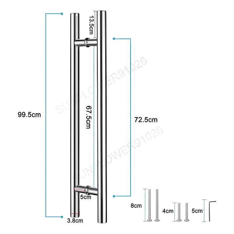 MANILLON DOBLE ACERO INOX 100 CM PUERTA MADERA Y CRISTAL #4 - 1