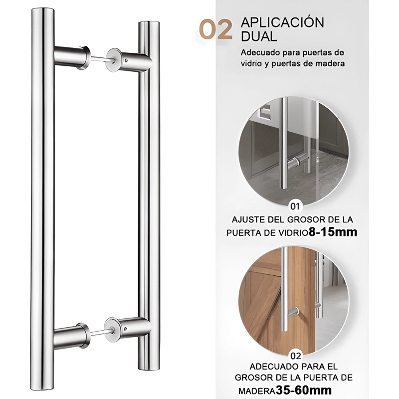 MANILLON DOBLE ACERO INOXIDABLE 100 CM PARA PUERTA MADERA #4 - 4