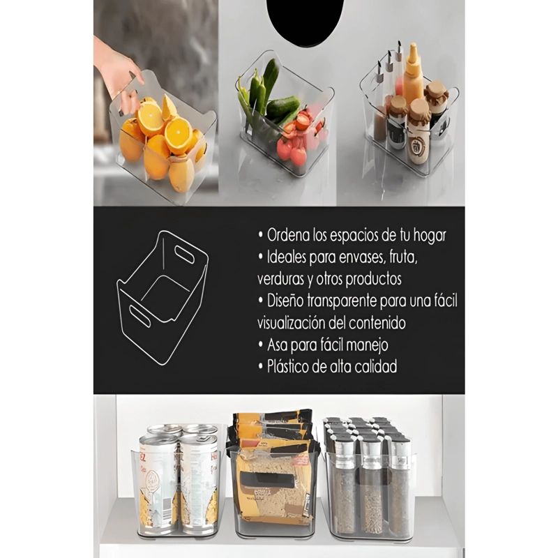 CAJA ORGANIZADORA REFRIGERADOR ACRILICO SIN TAPA - 3