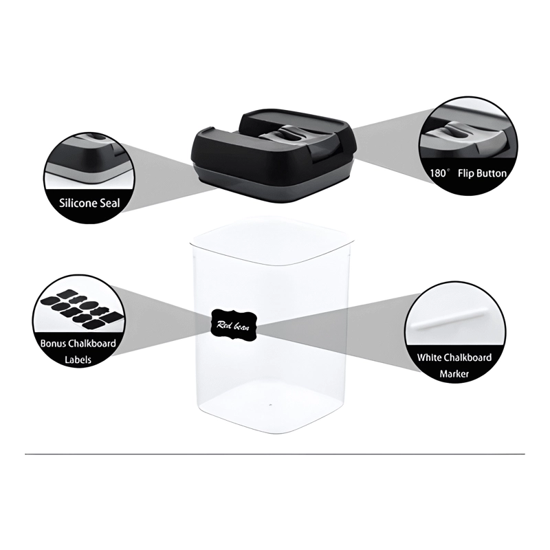 CONTENEDOR DE ALIMENTOS PLASTICO TAPA HERME TICA 7U, NEGRO - 1
