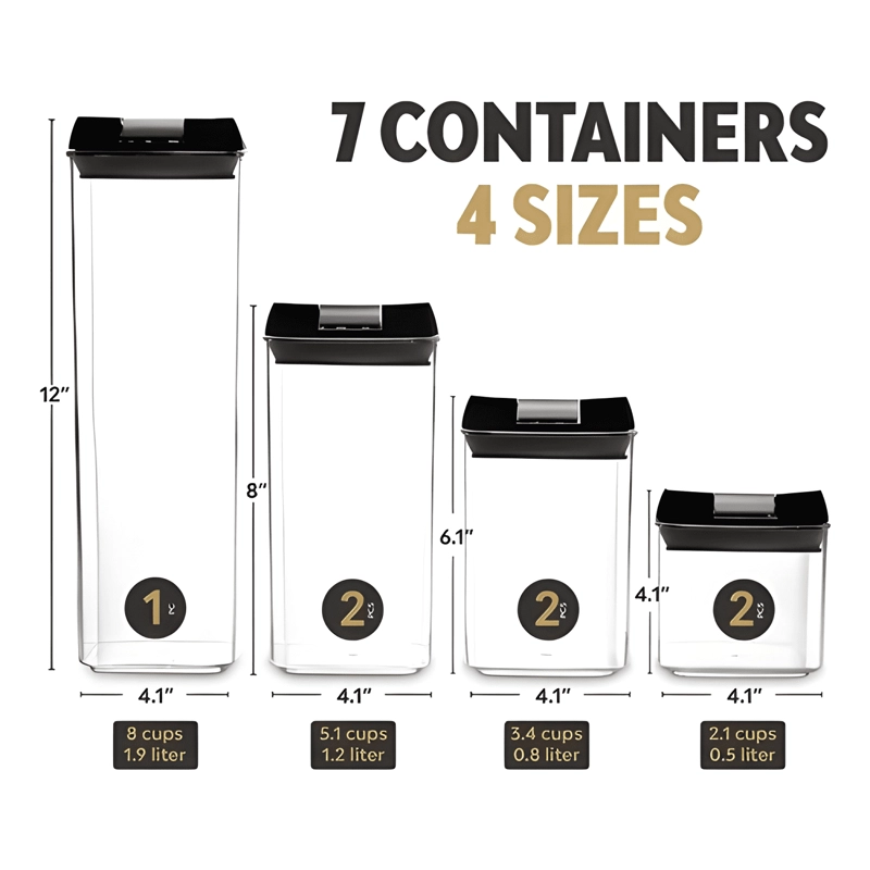 CONTENEDOR DE ALIMENTOS PLASTICO TAPA HERME TICA 7U, NEGRO - 4