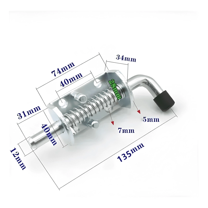 PICAPORTE CON RESORTE Y ENGANCHE PARA TUBO DE PUERTA - 1