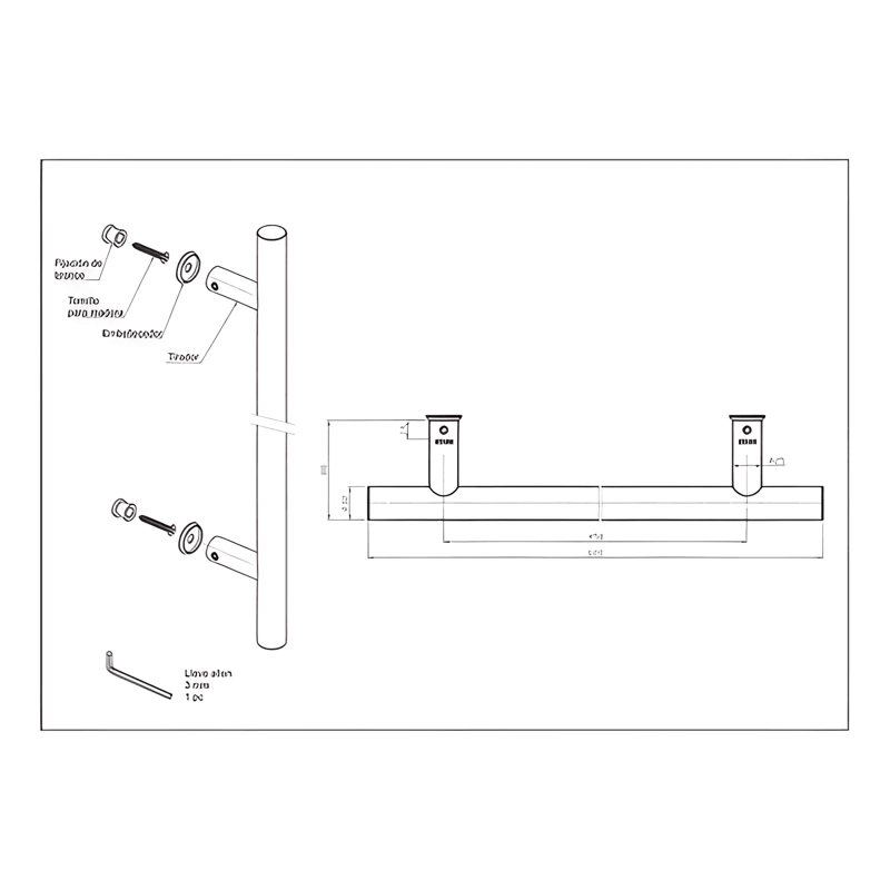 TIRADOR SIMPLE DE ACERO INOXIDABLE 304, LARGO 60 CM #22 - 4