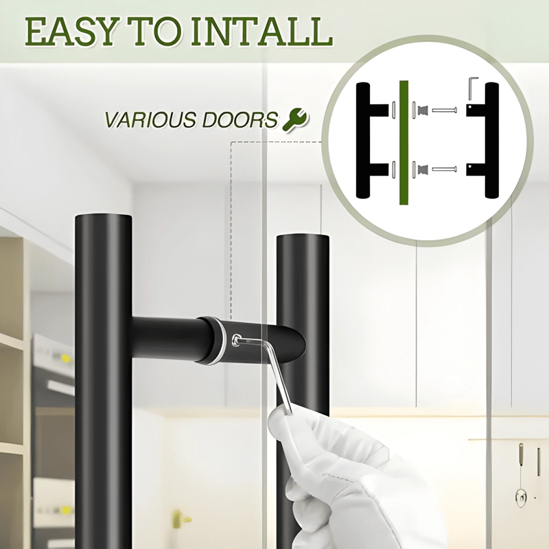 MANILLON DOBLE ACERO INOXIDABLE 60 CM PARA PUERTA MADERA - 3