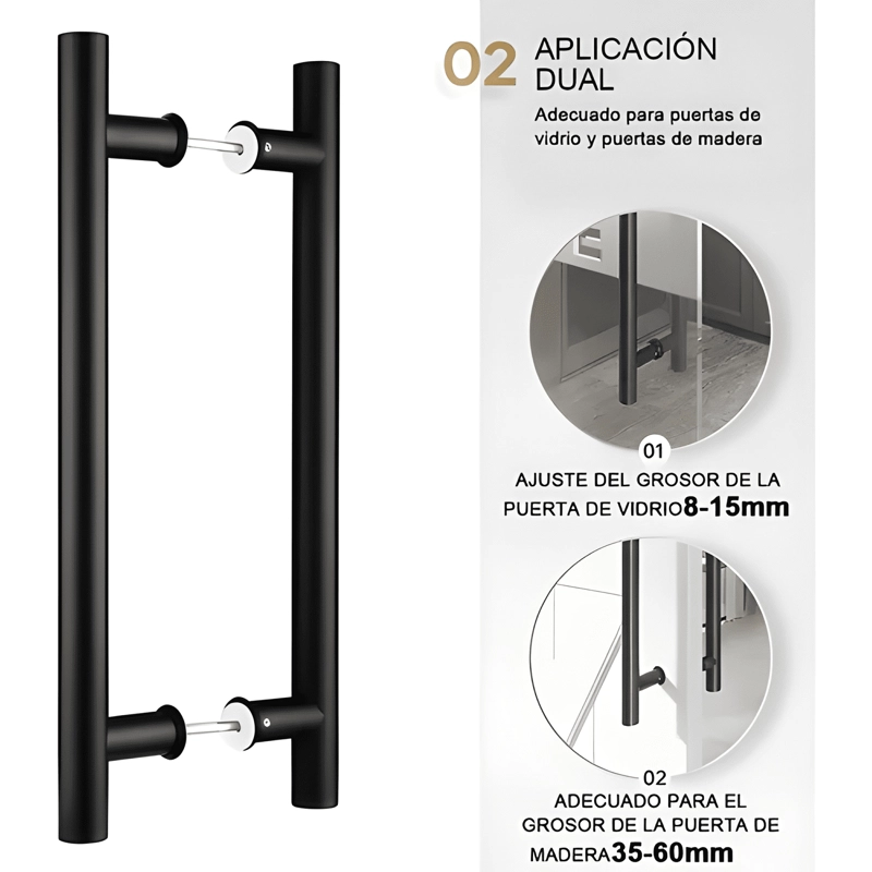 MANILLON DOBLE ACERO INOXIDABLE 50 CM PARA PUERTA MADERA #2 - 2