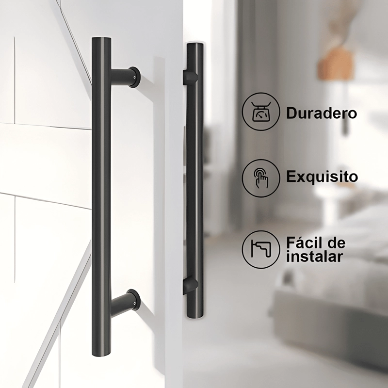 MANILLON DOBLE ACERO INOXIDABLE 50 CM PARA PUERTA MADERA #2 - 3