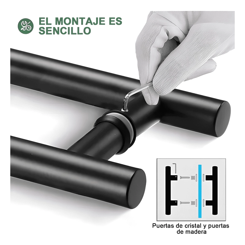 MANILLON DOBLE ACERO INOXIDABLE 50 CM PARA PUERTA MADERA #2 - 4