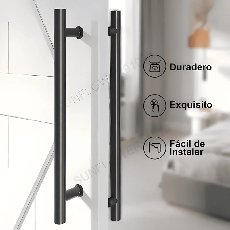 MANILLON DOBLE ACERO INOX 100 CM PUERTA MADERA Y CRISTAL #2 - 3