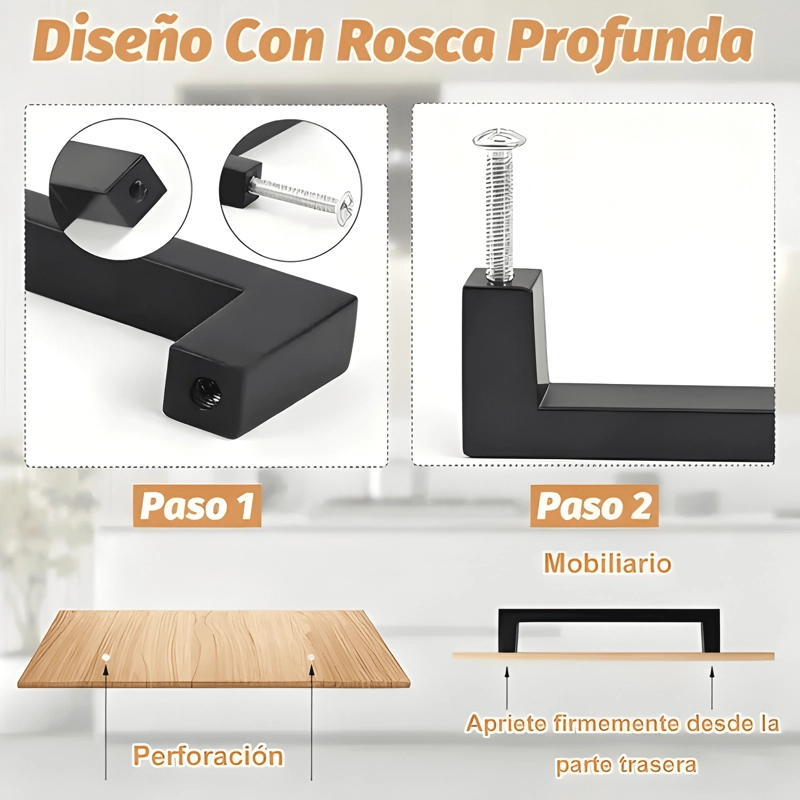 MANIJA TIRADOR COCINA ACERO INOXIDABLE 268 MM 6U, NEGRO - 1
