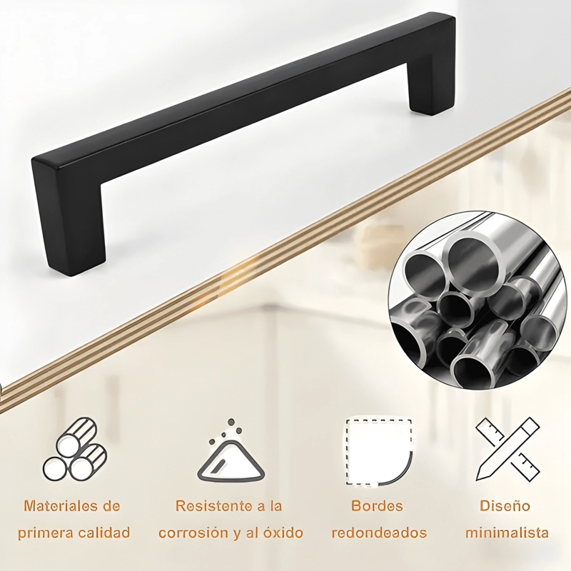 MANIJA TIRADOR COCINA ACERO INOXIDABLE 268 MM 6U, NEGRO - 2